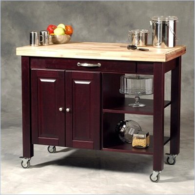 Linon Kitchen Work Island with Butcher Block Top