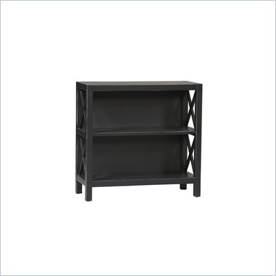 Linon Anna 2 Shelf Standard Wood Bookcase in Distressed Antique Black