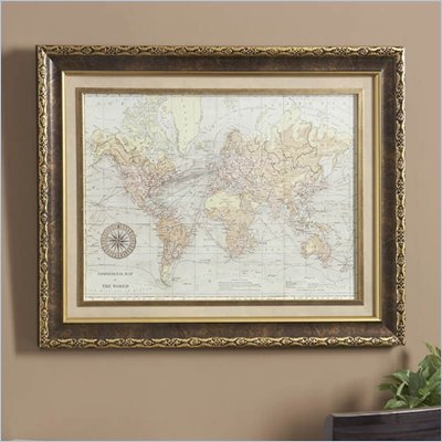 Linon Classic World Map Under Glass - 27" x 34"