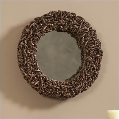 Linon Crazy Weave Seagrass Round Mirror