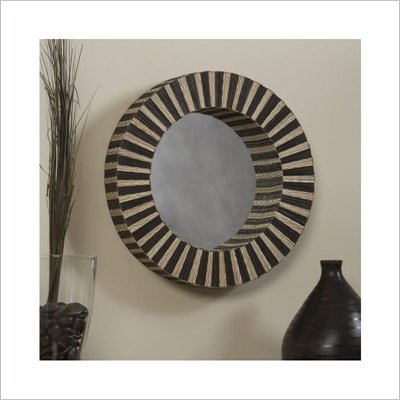Linon Cocostick Zebra Round Mirror
