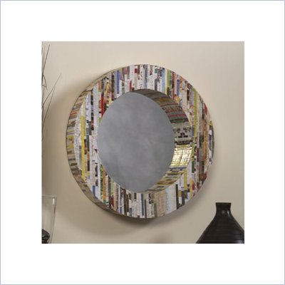Linon Recycled Magazine Round Wall Mirror