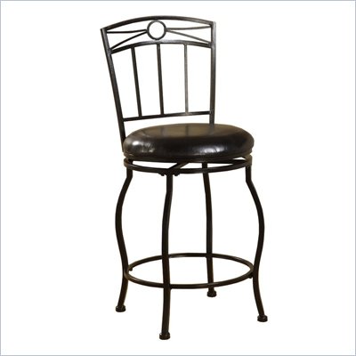 Linon Circle Top 24"H Metal Counter Stool in Black