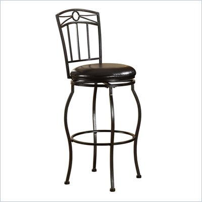 Linon Circle Top 30"H Metal Bar Stool in Black