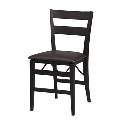 Linon Firenze Vinyl Folding Side Chair in Espresso Finish