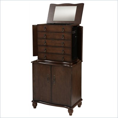 Linon Stacey Jewelry Armoire in Oak Finish