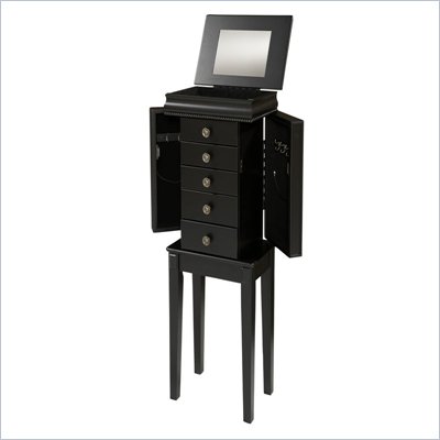 Linon Deanna Jewelry Armoire in Distressed Antique Black