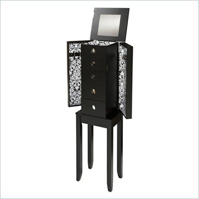 Linon Jenna Jewelry Armoire in Black