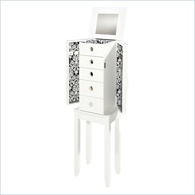 Linon Brittany Jewelry Armoire in White