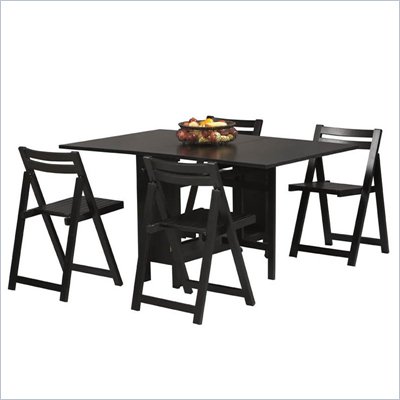 Linon Space Saver 5 Piece Table & Chair Set in Black
