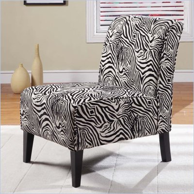 Linon Lily Slipper Chair in Black and White Zebra