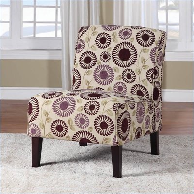 Linon Lily Slipper Chair in Purple Floral  