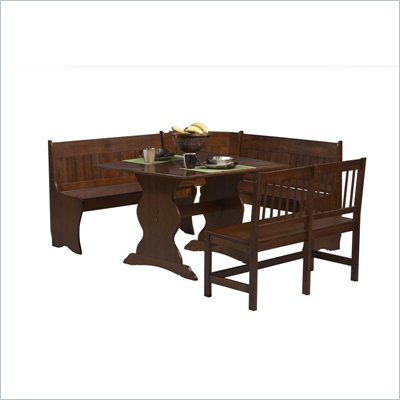 Corner Dining  on Not Available   Linon Michele Corner Kitchen Dining Nook Set In Walnut