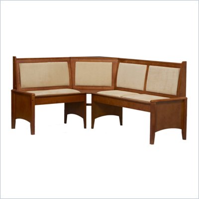 Linon Microfiber Kitchen Dining Nook Corner Bench in Cherry