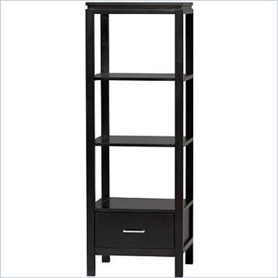 Linon Sutton Audio Tower with 3 Shelves in Black Finish
