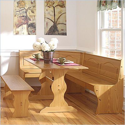 Linon Chelsea Kitchen Dining Nook Set in Natural Finish