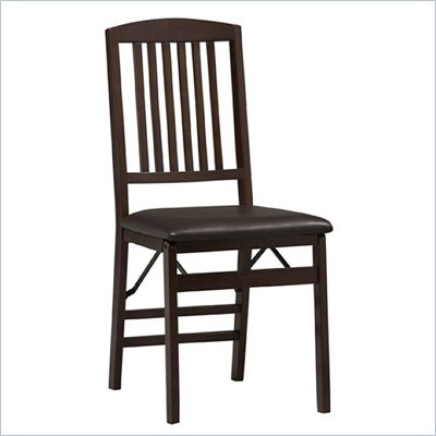Linon Triena Mission Back Vinyl Side Chair in Espresso Finish (Set of 2)