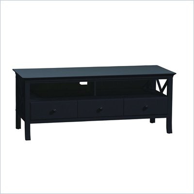 Linon Warwick Flat Panel/Plasma/LCD TV Stands with DVD VCR Shelf in Black Finish