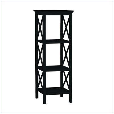 Linon Warwick Media Tower Audio Rack in Matte Black