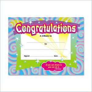 Trend Certificate of Congratulation