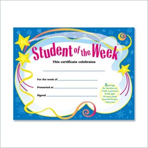 Trend Student of The Week Certificate