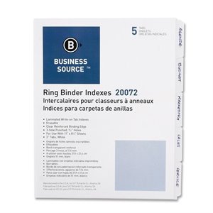Business Source 3-Ring Plain Index Divider
