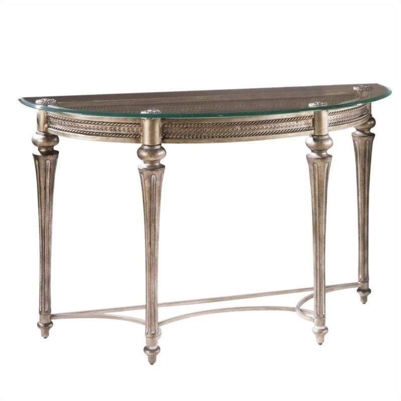 Magnussen Galloway Demilune Sofa Table with Glass Top