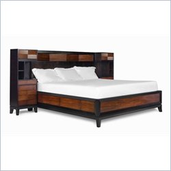 Magnussen Urban Safari Platform Bed With Underbed Storage and Nightstands in Warm Cognac