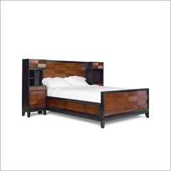 Magnussen Urban Safari Panel Bed With Underbed Storage and Nightstands in Warm Cognac