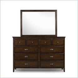 Magnussen Langston 8 Drawer Double Dresser and Mirror Set in Deep Cherry