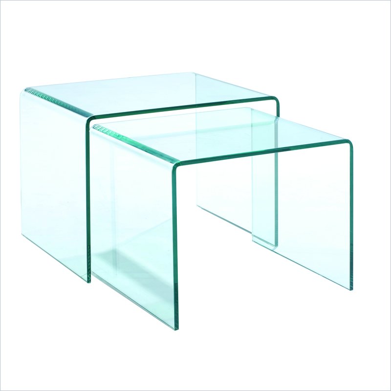 Magnussen Home T1595-12 Lumeno Clear Glass Nesting End Table