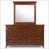 Magnussen Harrison Wood Double Dresser and Mirror Set in Cherry