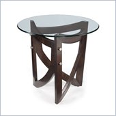 Magnussen Lysa Wood and Glass Round End Table in Coffee