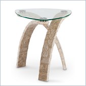 Magnussen Cascade Stone and Glass Oval End Table in Natural and Glass