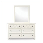 Magnussen Cameron Wood 6 Drawer Dresser and Mirror Set in White