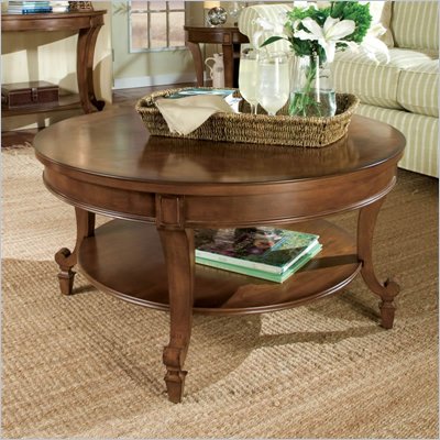 Magnussen Aidan Round Wood Cocktail / Coffee Table in Cinnamon Brown