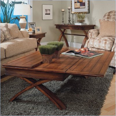 Magnussen Bali Tables Rectangular Wood Flip Top Cocktail Table in Warm Nutmeg