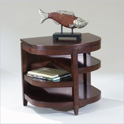 Magnussen Brunswick Demilune End Table w/ Storage Shelves in Coffee Bean