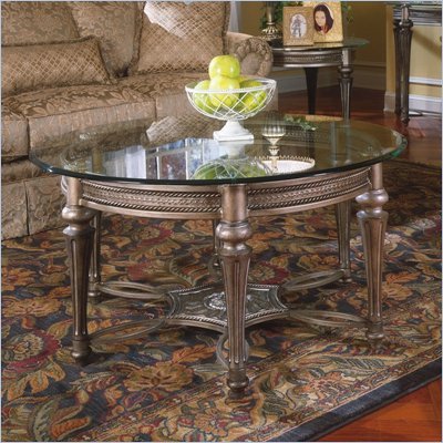 Magnussen Galloway Round Glass Top Cocktail Table and End Table Set