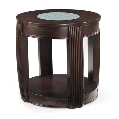 Magnussen Ino Wood and Glass Oval End Table