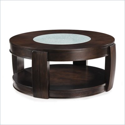 Magnussen Ino Wood and Glass Round Cocktail Table
