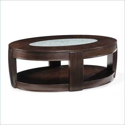 Magnussen Ino Wood and Glass Oval Cocktail Table