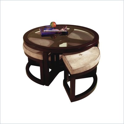 Magnussen Juniper Tables Round Glass Top Cocktail Table with Seating