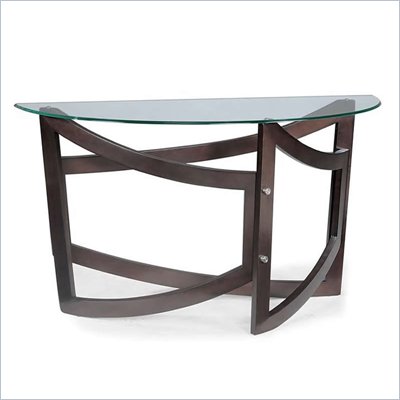Magnussen Lysa Wood and Glass Demilune Sofa Table in Coffee