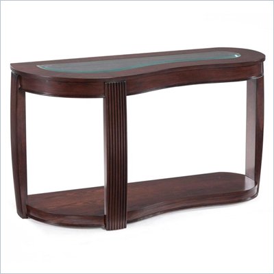 Magnussen Ormond Wood and Glass Shaped Sofa Table in Burnt Umber