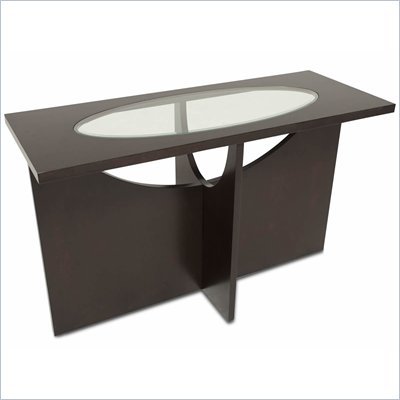 Magnussen Ozino Wood and Glass Rectangular Sofa Table in Chocolate