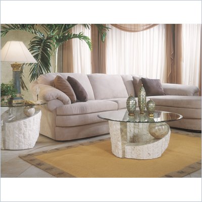 Magnussen Ponte Vedra Round Glass Top Cocktail Table and End Table Set
