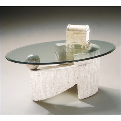Magnussen Ponte Vedra Oval Cocktail Table in Natural Finish with Glass Top