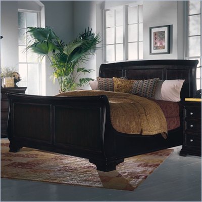 Magnussen Reflections Wood Sleigh Bed 5 Piece Bedroom Set in Midnight Merlot