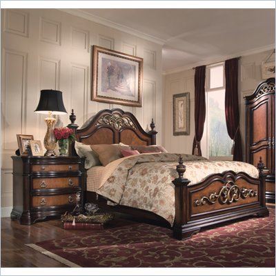 Magnussen Stafford Panel Bed 3 Piece Bedroom Set in Cherry and Umber